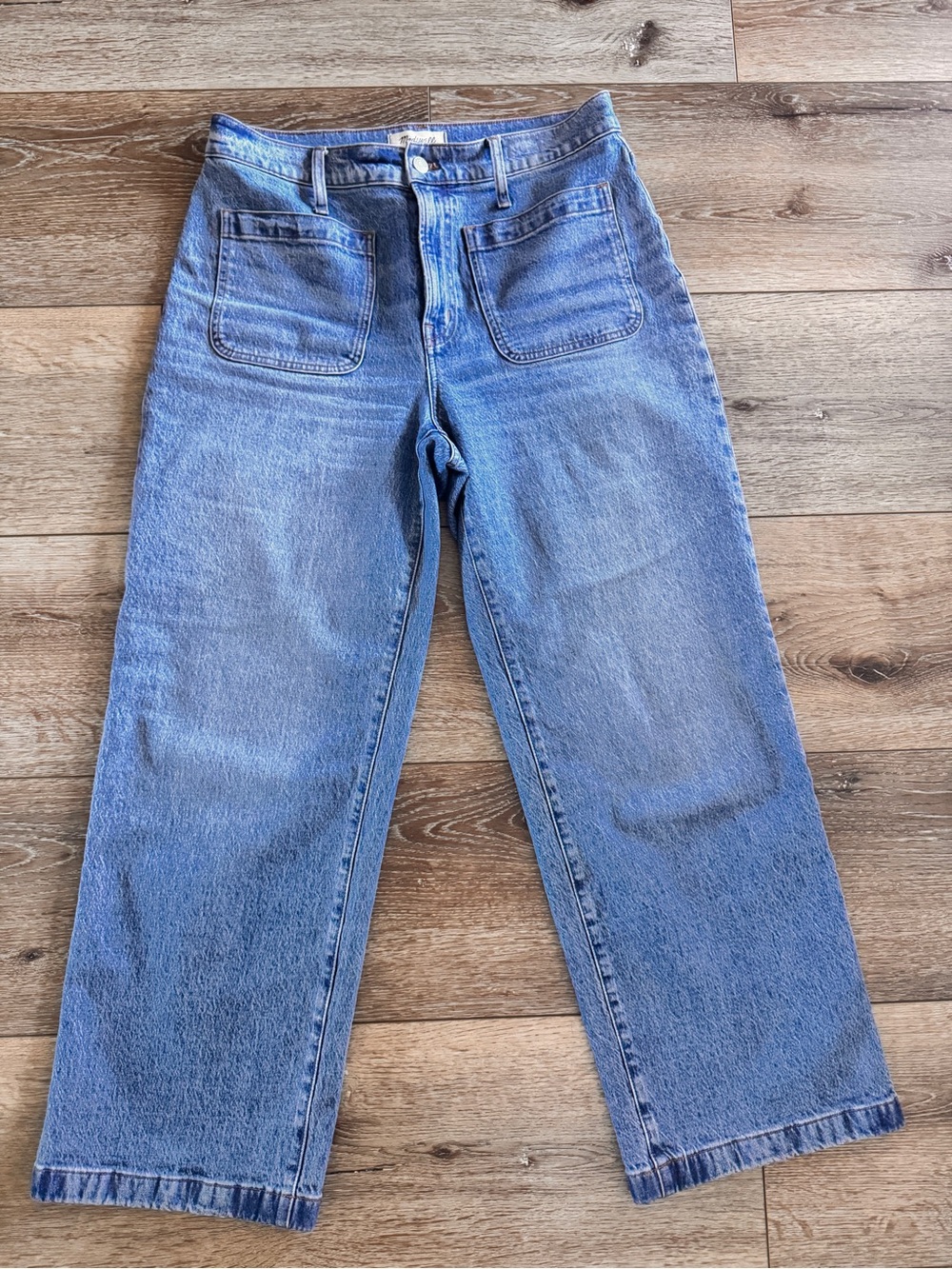 Madewell Light Blue Straight Leg Jeans with Patch Pockets